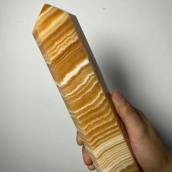 High Quality Large Orange Calcite Crystal Wand Honey Calcite Tower