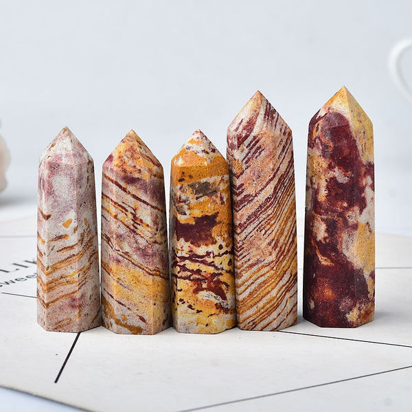 1PC Natural Quartz Mookaite Crystal Point Wand Healing Stone Energy Quartz Home Decoration Reiki Tower Beautiful Ornament Gifts