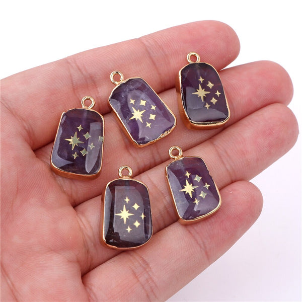 Natural Purple Stone Amethysts Slice Pendant