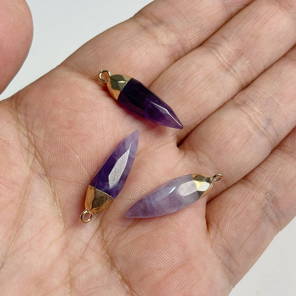Natural Purple Stone Amethysts Slice Pendant