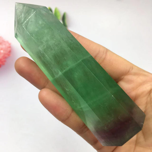 Natural  Green Fluorite Obelisk Wand Point