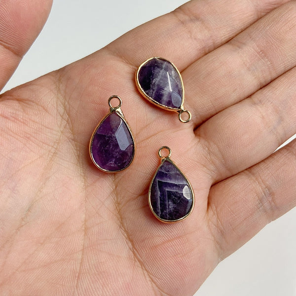 Natural Purple Stone Amethysts Slice Pendant