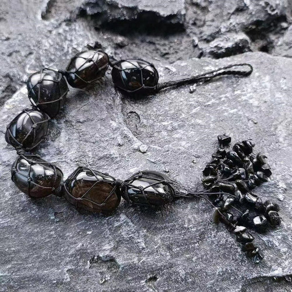 Car Ornament Pendant Natural Crystals Obsidian Tumbled Stones Feng Shui Decoraction Accessories