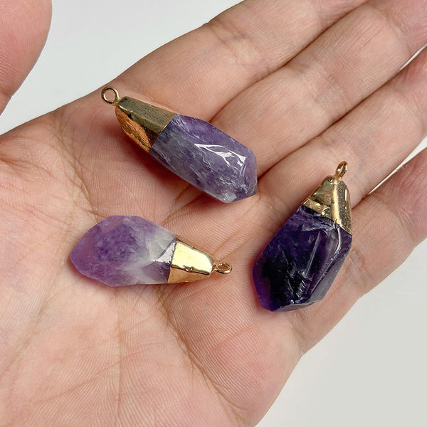Natural Purple Stone Amethysts Slice Pendant