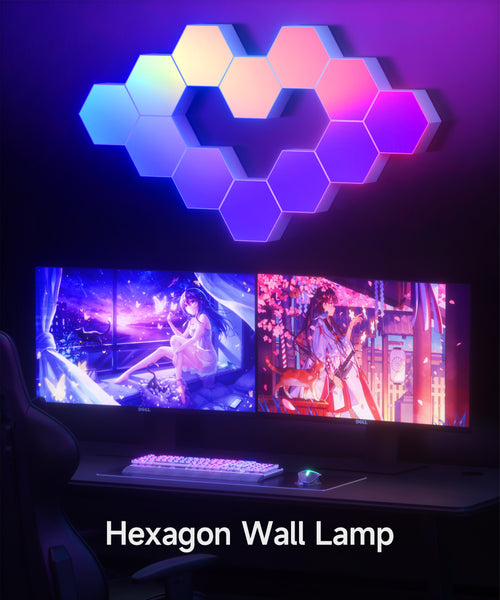 Smart APP Control Hexagon Night Lights LED Panels Creative Lamp Dream Colors Music Sync Atmosphere Lamp for Bedroom Gaming