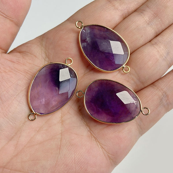 Natural Purple Stone Amethysts Slice Pendant