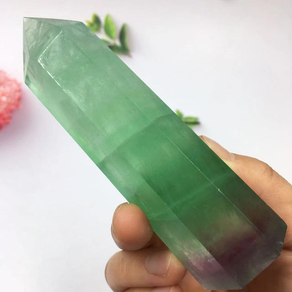 Natural  Green Fluorite Obelisk Wand Point