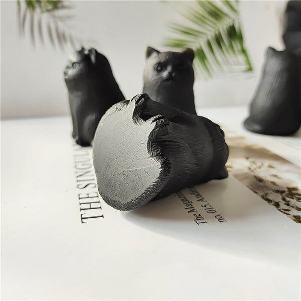 Natural Crystal Cat Black Obsidian Quartz Statue Healing Animals Figurines Reiki Lucky Stones Home Decor Wholesale