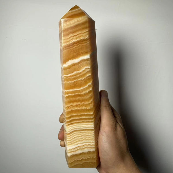 High Quality Large Orange Calcite Crystal Wand Honey Calcite Tower