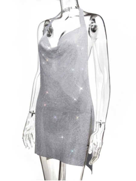 Sexy Backless Rhinestone Summer Dress