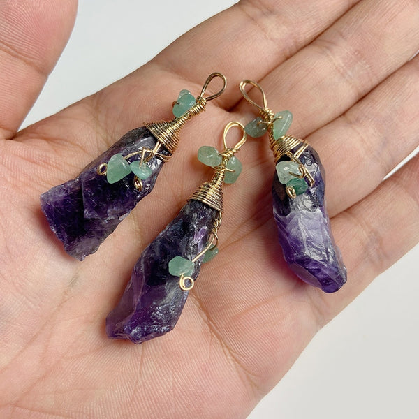 Natural Purple Stone Amethysts Slice Pendant