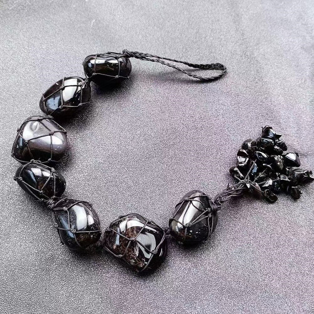 Car Ornament Pendant Natural Crystals Obsidian Tumbled Stones Feng Shui Decoraction Accessories