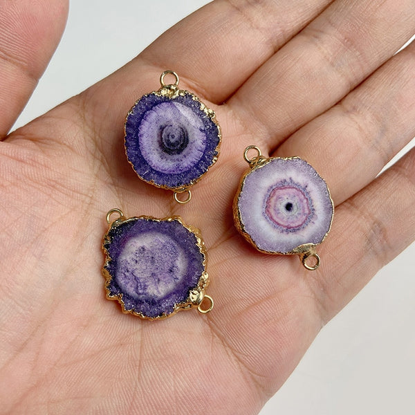 Natural Purple Stone Amethysts Slice Pendant