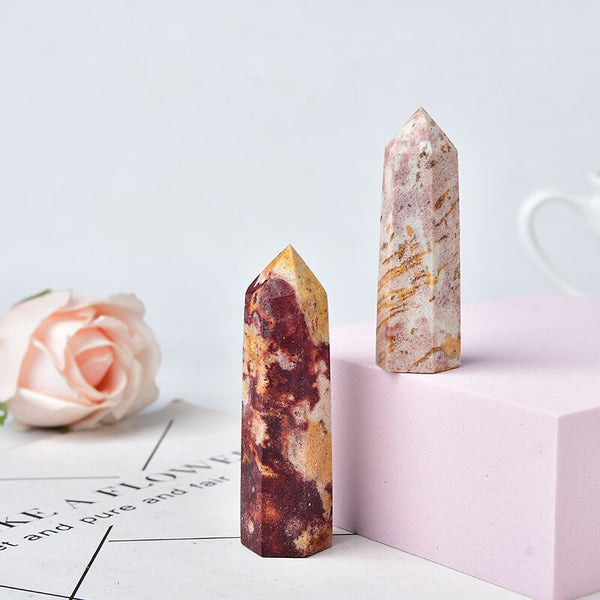 1PC Natural Quartz Mookaite Crystal Point Wand Healing Stone Energy Quartz Home Decoration Reiki Tower Beautiful Ornament Gifts