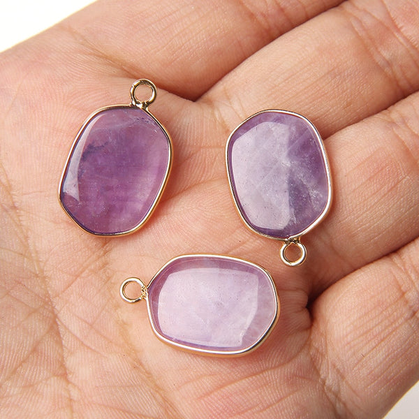 Natural Purple Stone Amethysts Slice Pendant