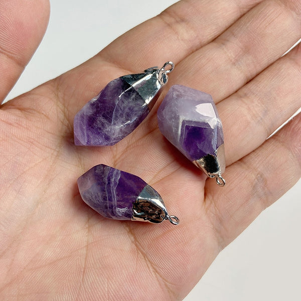 Natural Purple Stone Amethysts Slice Pendant