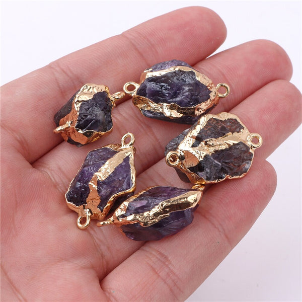 Natural Purple Stone Amethysts Slice Pendant