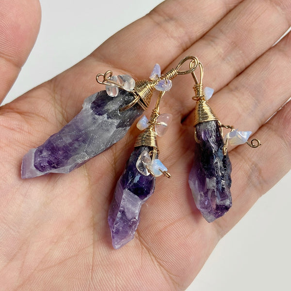 Natural Purple Stone Amethysts Slice Pendant