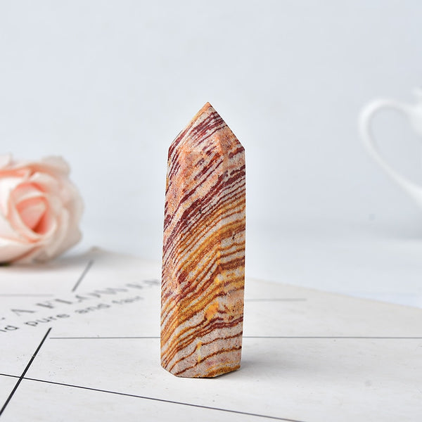 1PC Natural Quartz Mookaite Crystal Point Wand Healing Stone Energy Quartz Home Decoration Reiki Tower Beautiful Ornament Gifts