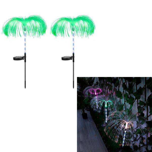 2pcs LED Solar Light Outdoor Fiber Optic Jellyfish Colorful Lamp Color Changing Garden Ground Lawn Pathway Street Lighting Decor