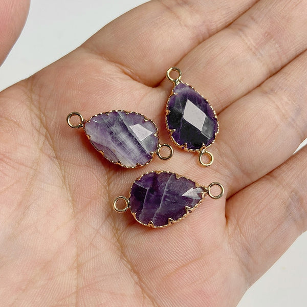 Natural Purple Stone Amethysts Slice Pendant
