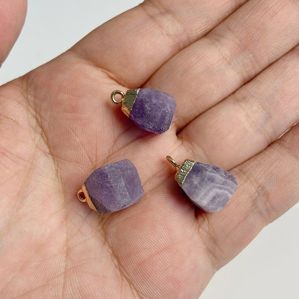 Natural Purple Stone Amethysts Slice Pendant