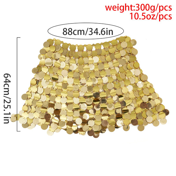 Sexy Glitter Sequins Waist Chain Skirt