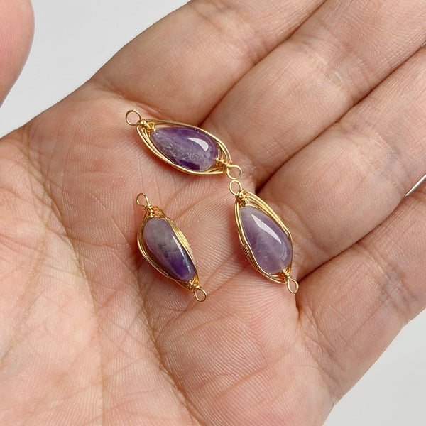 Natural Purple Stone Amethysts Slice Pendant