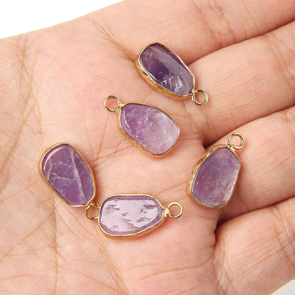 Natural Purple Stone Amethysts Slice Pendant