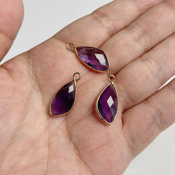 Natural Purple Stone Amethysts Slice Pendant
