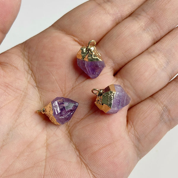 Natural Purple Stone Amethysts Slice Pendant