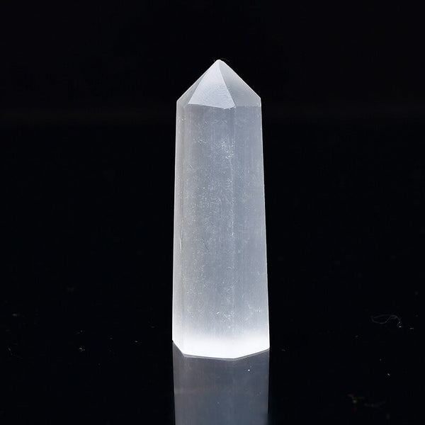 Natural Crystal Selenite Quartz Crystal Point Healing Stone Hexagonal Prisms 50-80mm Obelisk Wand Stone Chakra Home Decor 1PC