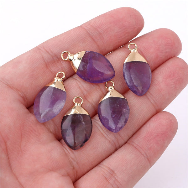 Natural Purple Stone Amethysts Slice Pendant