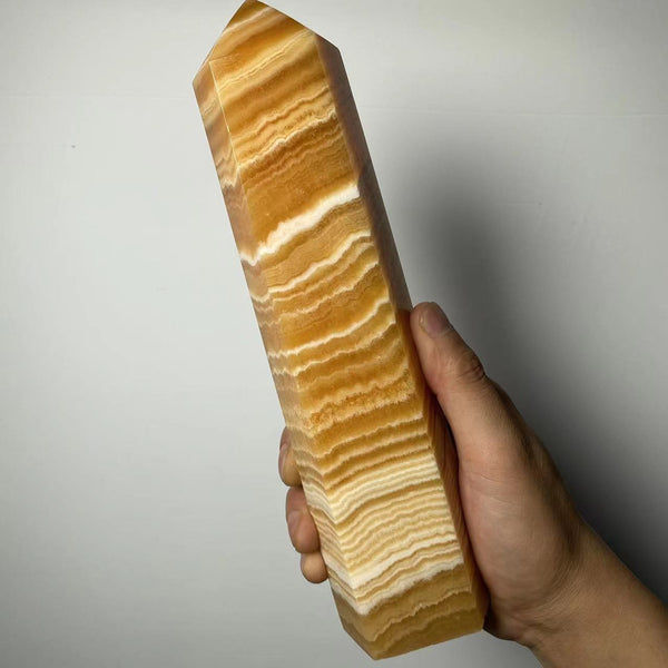 High Quality Large Orange Calcite Crystal Wand Honey Calcite Tower