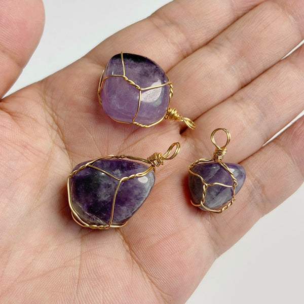 Natural Purple Stone Amethysts Slice Pendant