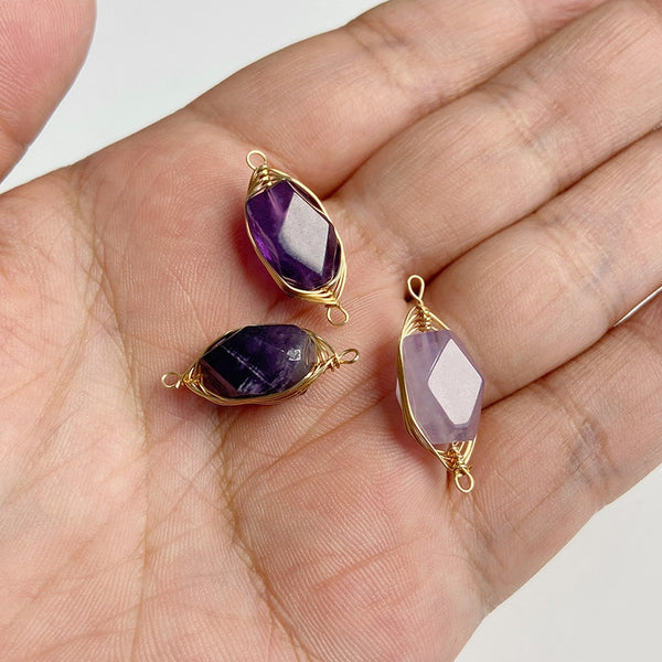 Natural Purple Stone Amethysts Slice Pendant