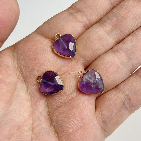 Natural Purple Stone Amethysts Slice Pendant