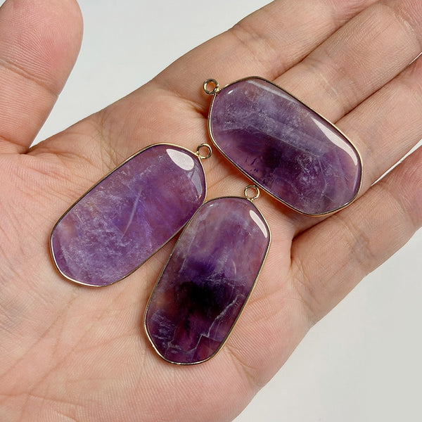 Natural Purple Stone Amethysts Slice Pendant