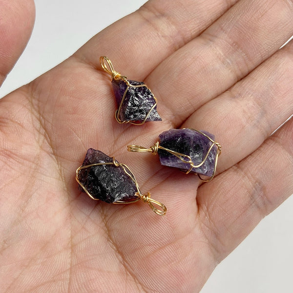 Natural Purple Stone Amethysts Slice Pendant
