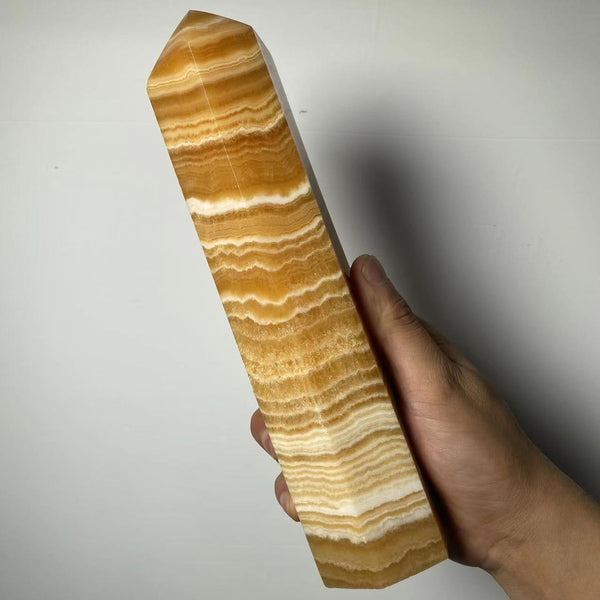 High Quality Large Orange Calcite Crystal Wand Honey Calcite Tower