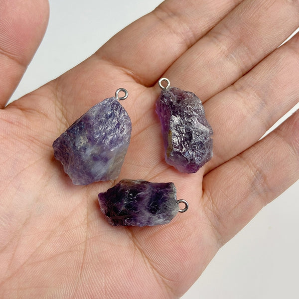 Natural Purple Stone Amethysts Slice Pendant