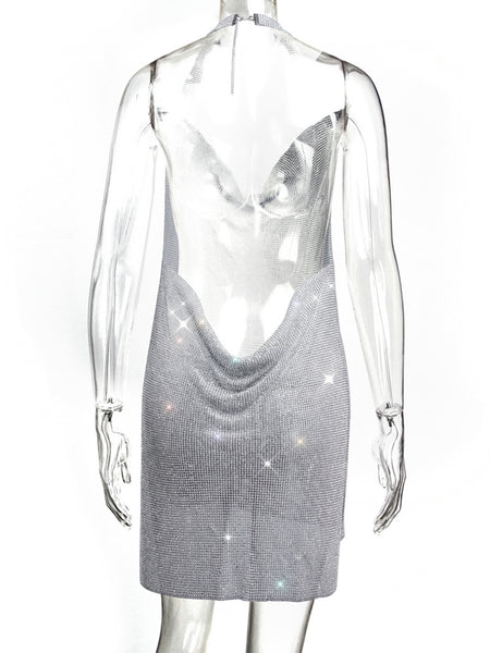 Sexy Backless Rhinestone Summer Dress