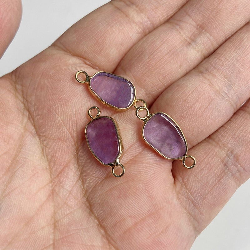 Natural Purple Stone Amethysts Slice Pendant
