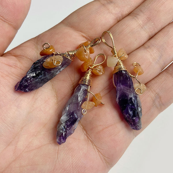 Natural Purple Stone Amethysts Slice Pendant