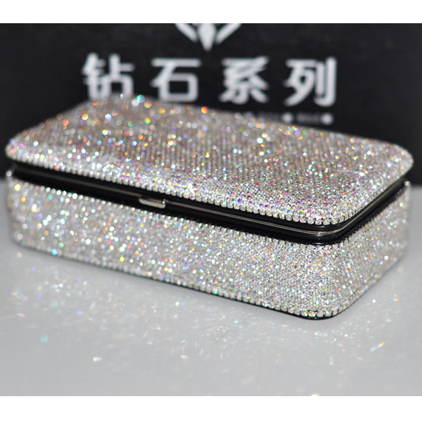 Luxury Full Diamond Jewelry Box Inlaid Rhinestones with Mirror Inside