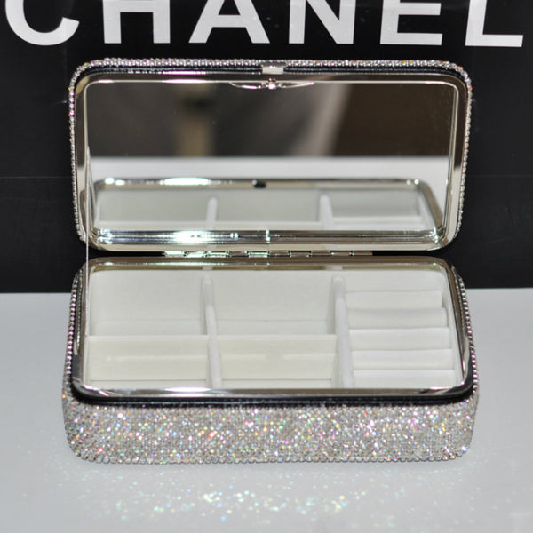 Luxury Full Diamond Jewelry Box Inlaid Rhinestones with Mirror Inside