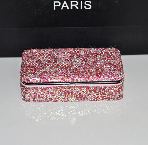 Luxury Full Diamond Jewelry Box Inlaid Rhinestones with Mirror Inside