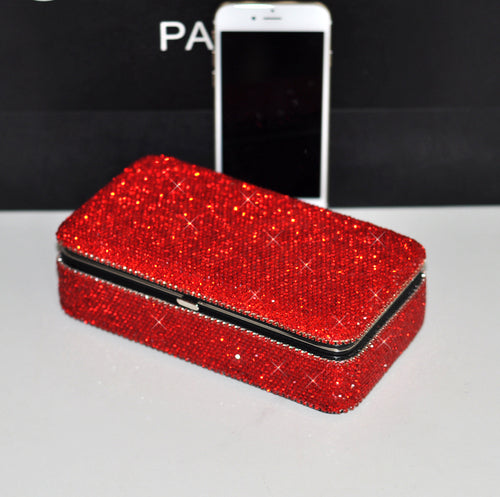 Luxury Full Diamond Jewelry Box Inlaid Rhinestones with Mirror Inside