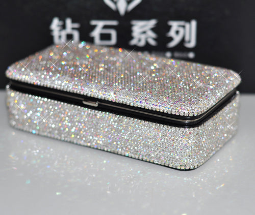 Luxury Full Diamond Jewelry Box Inlaid Rhinestones with Mirror Inside