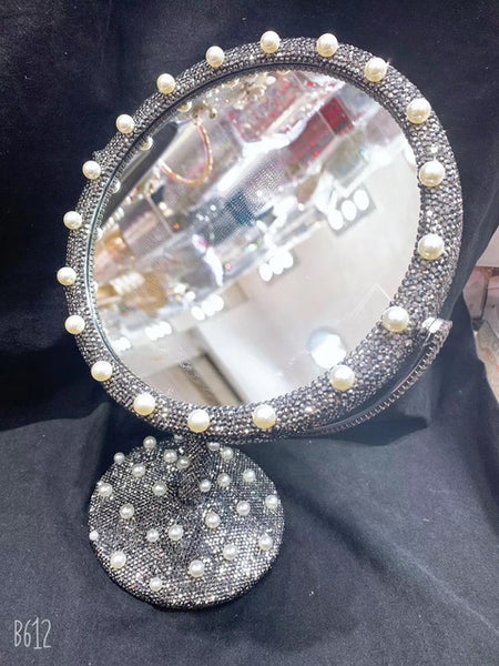 Sparkling Mirrors with Crystal Rhinestones Desk Round Vanity Mirror